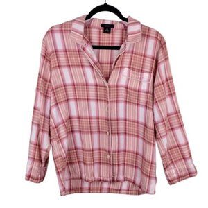 J. Crew Flannel long-sleeve top in blush tartan Size XS